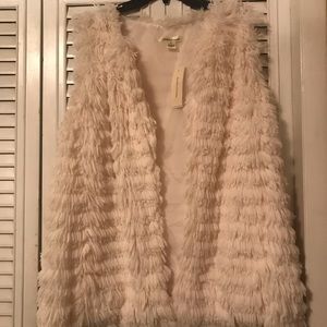 JOHN PAUL RICHARD WHITE FAUX FUR VEST